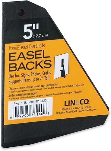 Lineco self Stick caballete espalda Negro 7in Pack de 5