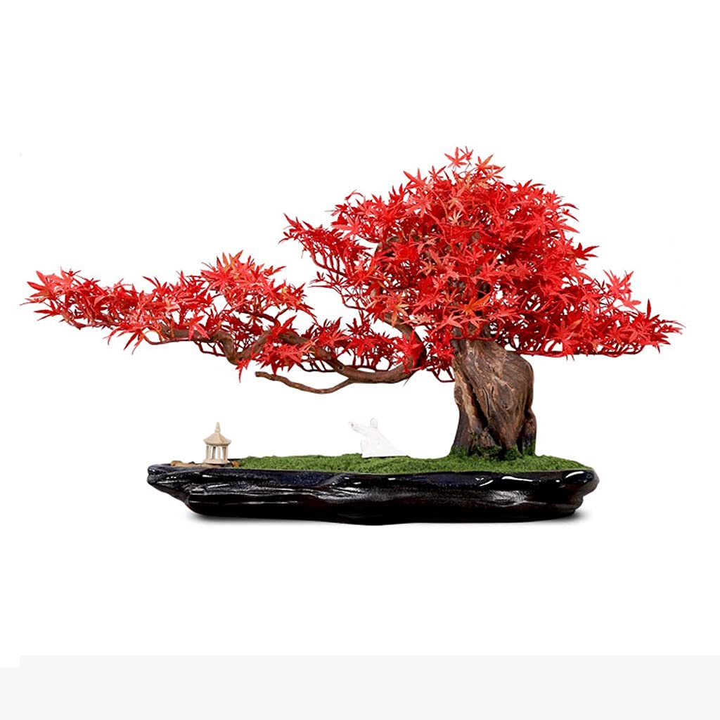 GTHTUHFD Artificial Bonsai Tree Artificial Tree Bonsai Chinese Landscape Simulation Green Plants Pebbles Ceramic Figures Zen Simulation Tree,Grey