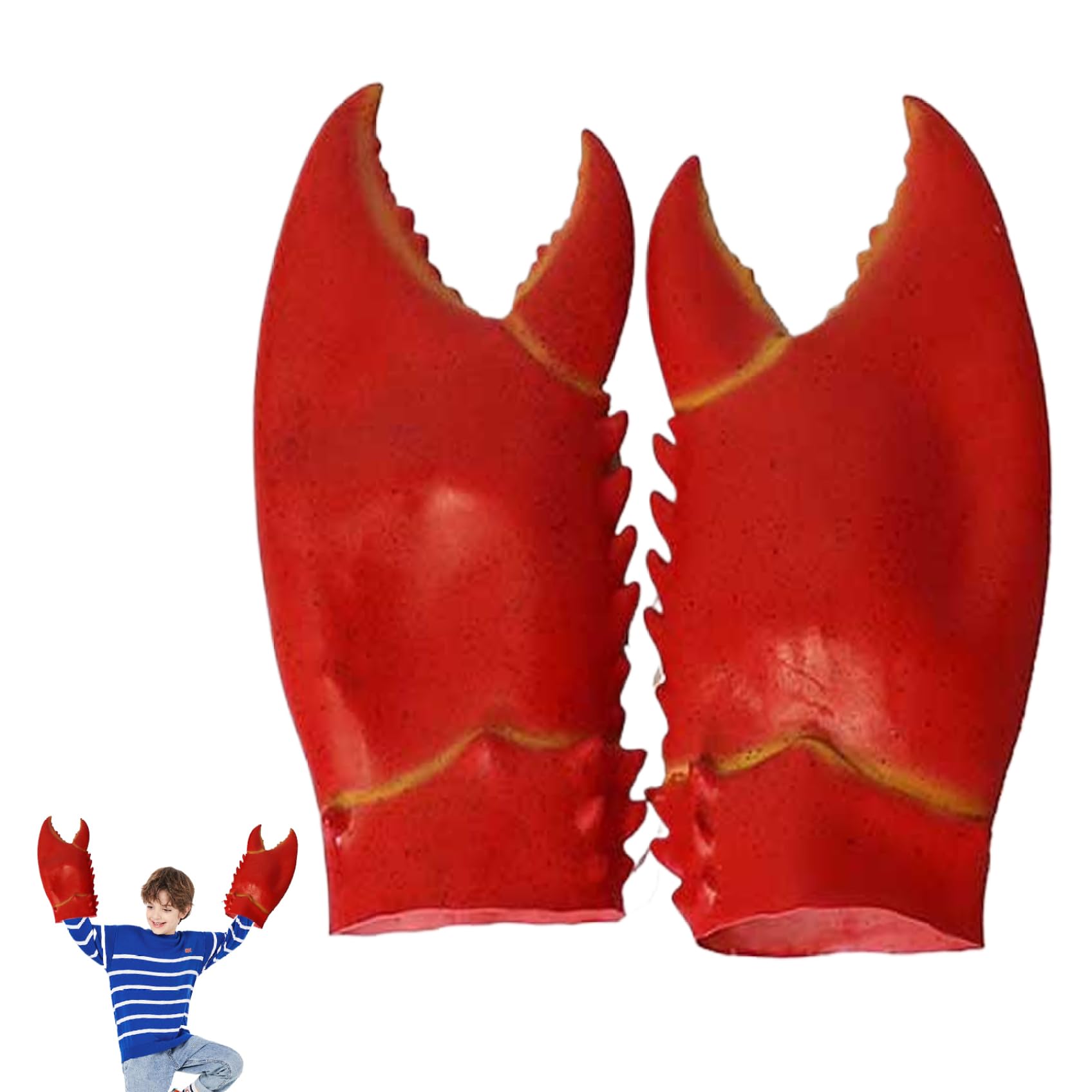 Trrymbbe 1 Pair Crab Claws Gloves Natural Latex Funny Lobster Claws 14.17X7.87 Inch Giant Cosplay Gloves Crab Costume For Halloween Props Gift Funny Costumes