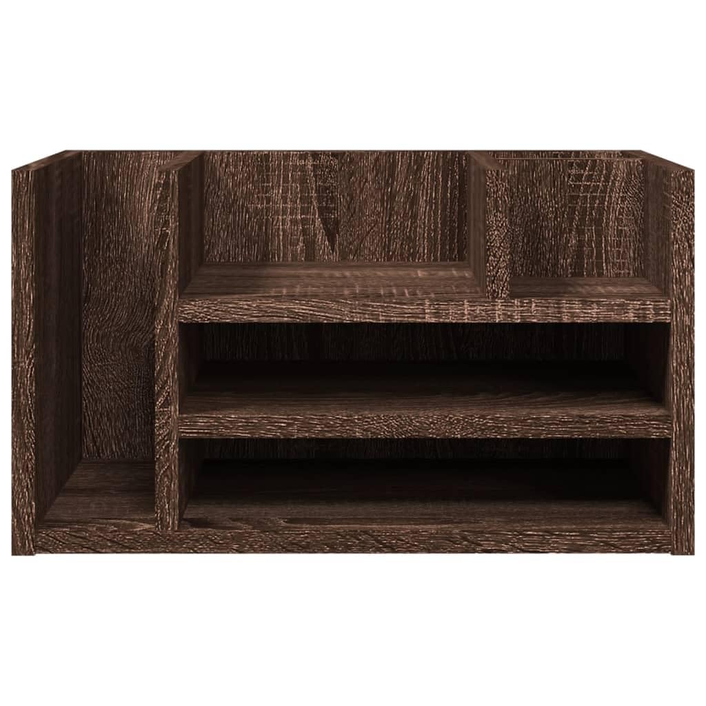 Organizer da scrivania, in legno di quercia, 44,5 x 24 x 25 cm, con 6 scomparti, per cancelleria, organizzazione, portapenne, documenti, per casa e ufficio