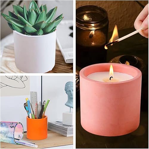 Miniatura 5 de MUAECH Moldes para tarros de velas, moldes de hormigón de silicona para portavelas con tapas, moldes cilíndricos para hacer velas, recipientes de