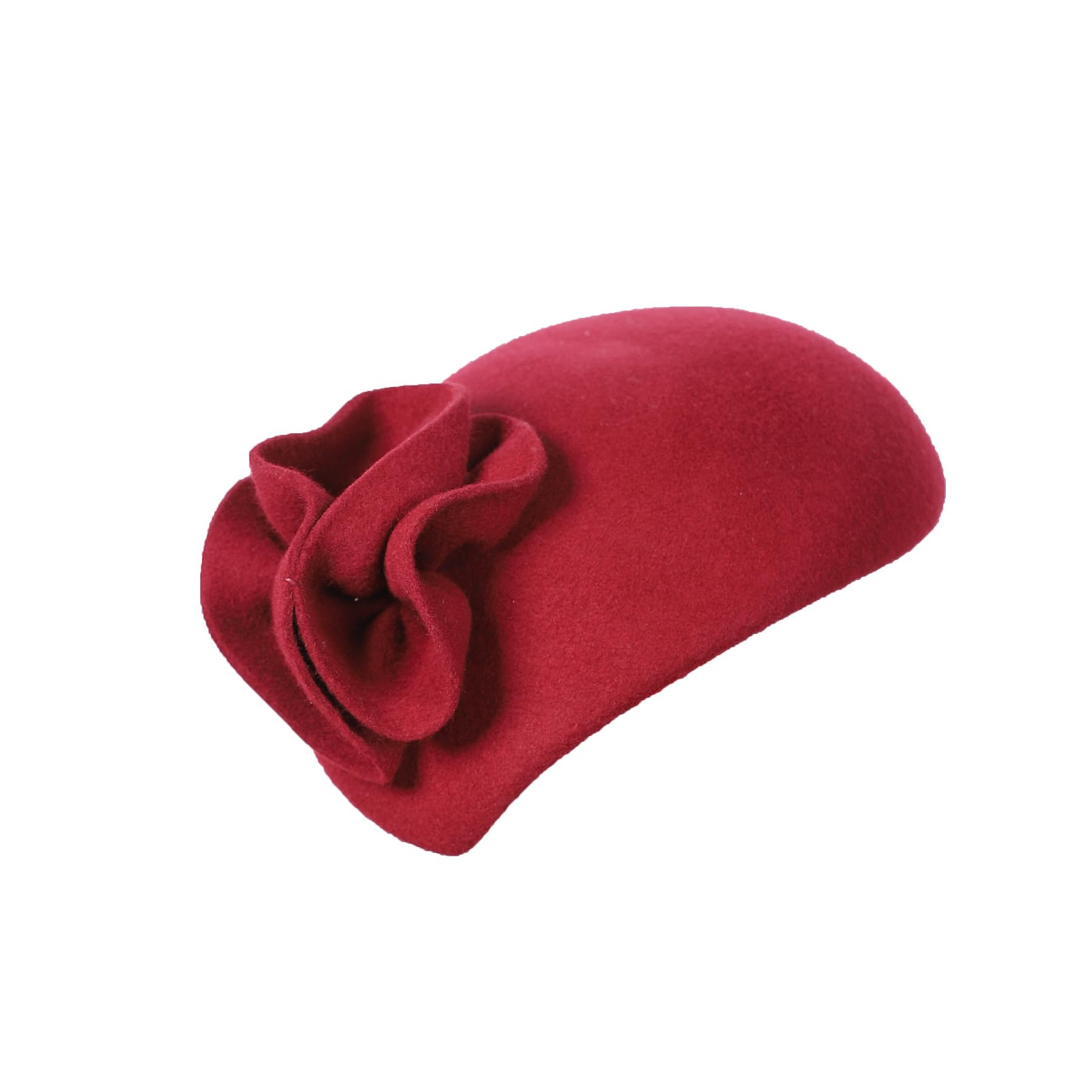 Vintage Women's Fascinators Wool Felt Pillbox Hat Ladies Hats for Church Derby Party Wedding Teardrop Hat Flower Fedoras, Wine Red 3, L