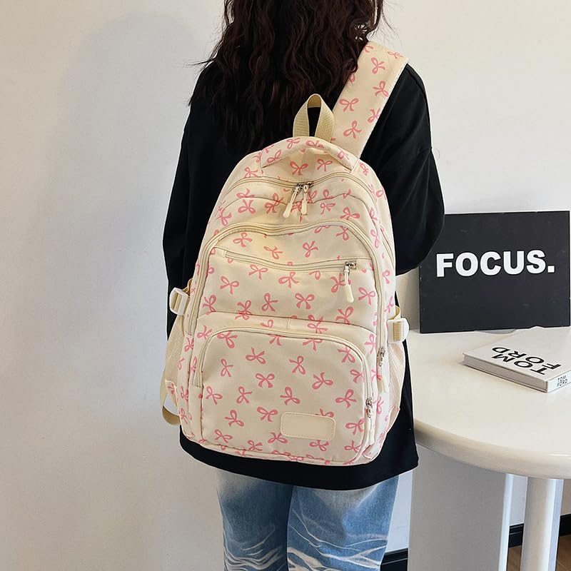 3pcs Coquette Backpack Pink Bow Bookbag Aesthetic Large Daypack for Travel Daily Use Cute Bag Set with Crossbody Bag4