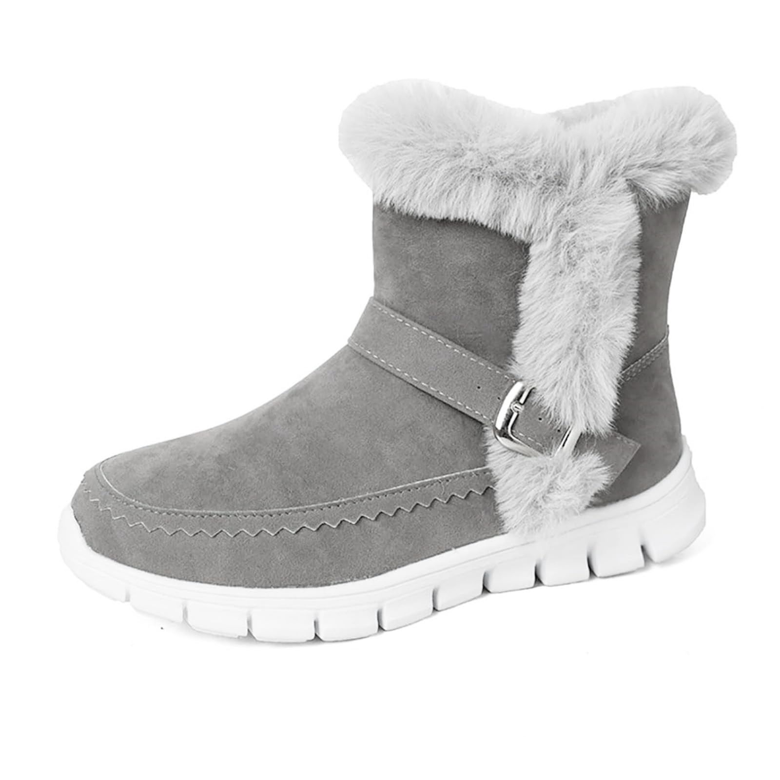 Winter Ankle Boots for Women Low Heel Snow Boots Classic Faux Fur Lined Slip On Casual Warm Comfortable