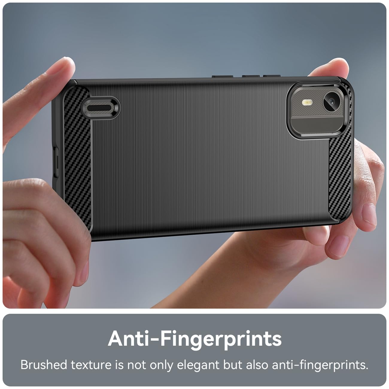 Custodia per Nokia C12, Morbido TPU Fibra di Carbonio Case Gel Sottile