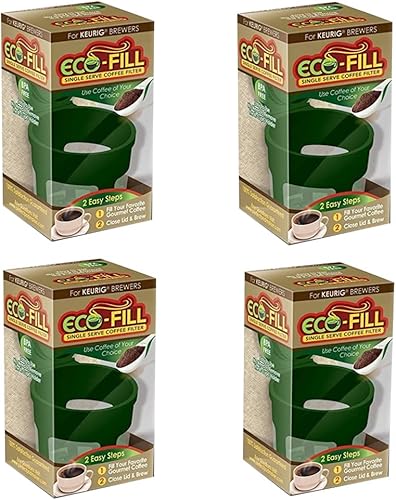 Perfect Pod Cafe Fill - Filtro de café reutilizable en cápsulas de café de malla, paquete de 4, color verde, compatible con cafeteras Keurig 1.0 de