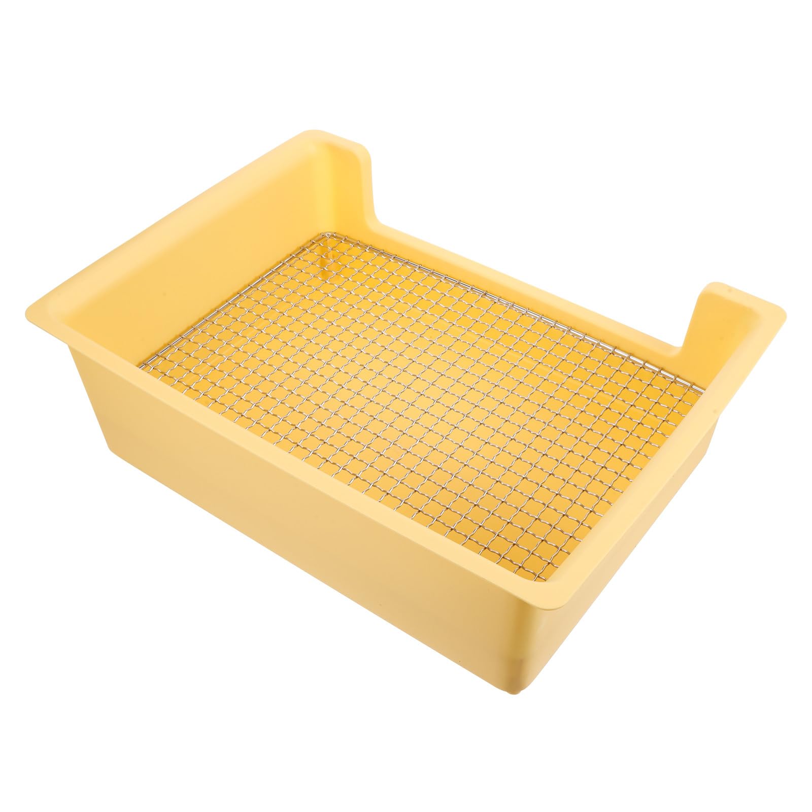 GANAZONO Lettiera per Conigli Rettangolare in Plastico Giallo Bordi Sicuri, Mini Vasino Portatile per Piccoli Animali Domestici in Casa e Cucina
