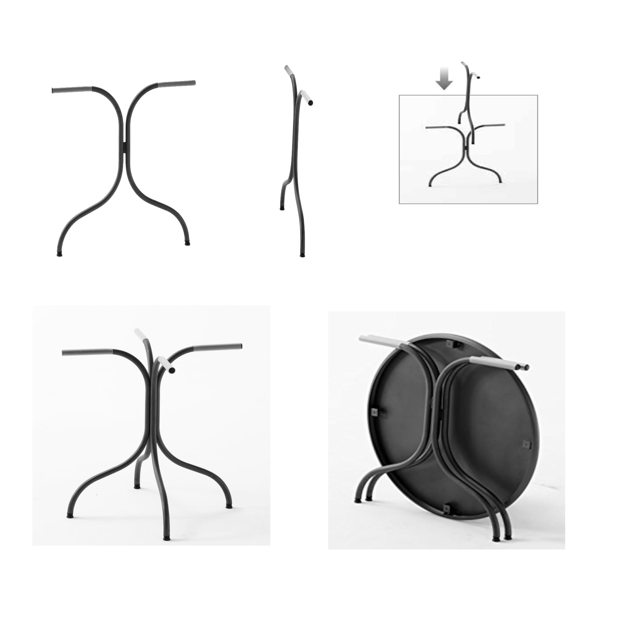 RD ITALIA Mesa redonda de jardín de metal, tablero de chapa con decoración de rombos, diámetro 80 cm, desmontable, antracita, metal acero hierro pregalvanizado, producción propia italiana