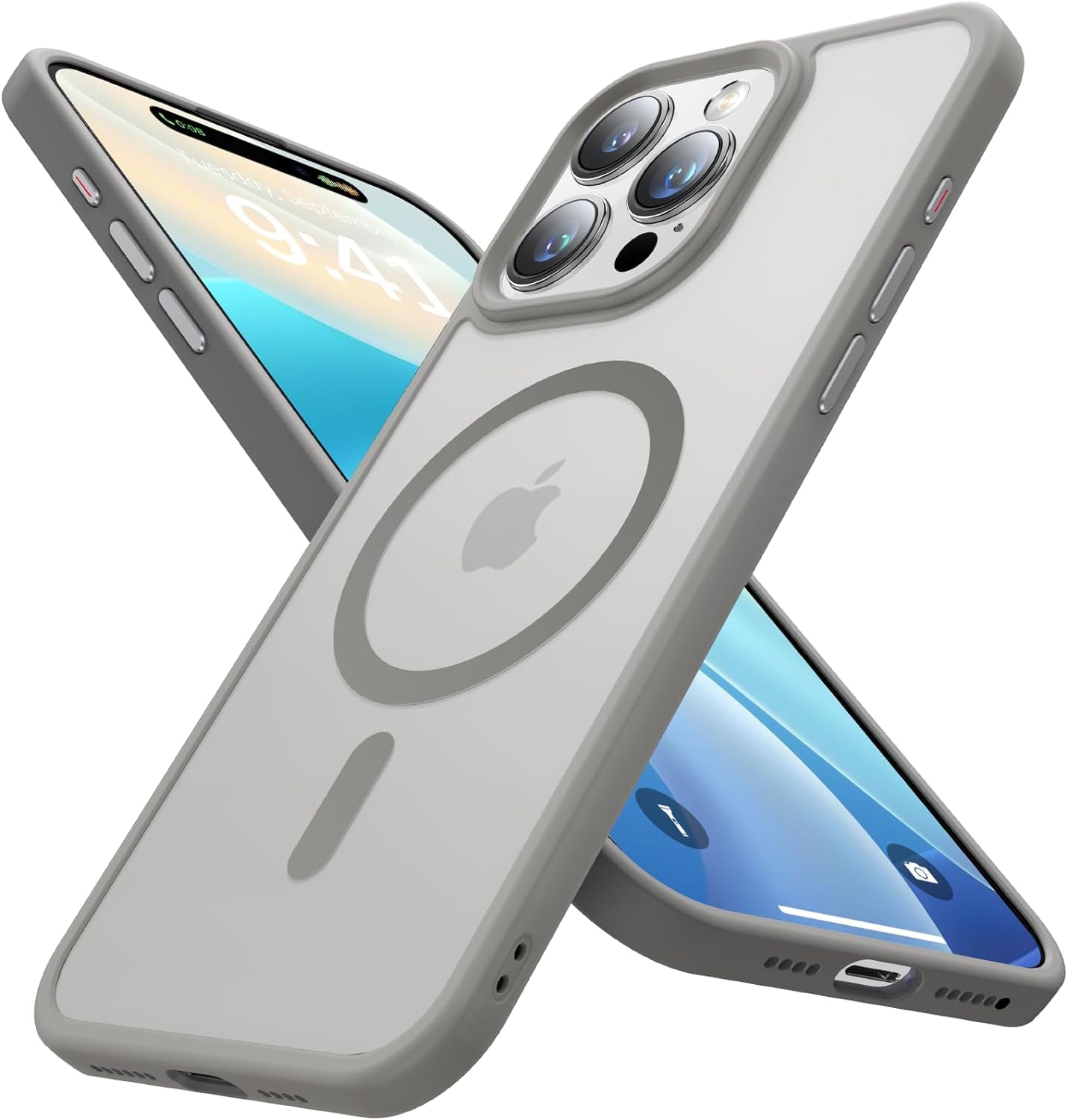 EMODIL Case for iPhone 15 Pro Max Magsafe Cover Clear Natural Titanium Sides Magnetic Wireless Charging Support, Shockproof Protection, Scratch-Resistant ® (Natural Titanium)