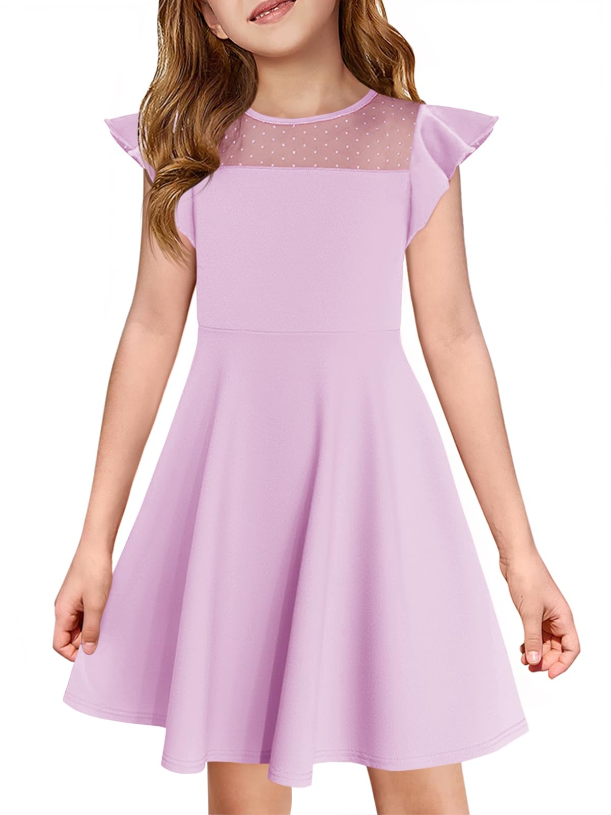 Vestido de niña con volantes princesa, vestido de fiesta de malla línea A, vestido de verano para boda