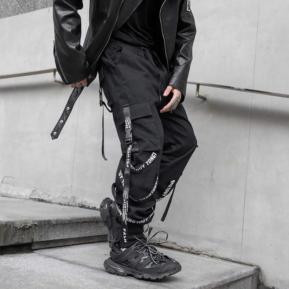 Hello MrLin Pantaloni da Uomo Techwear Giapponese Streetwear Goth Nero Cargo Pantaloni Uomo Jogger Moda Tripp Pantaloni