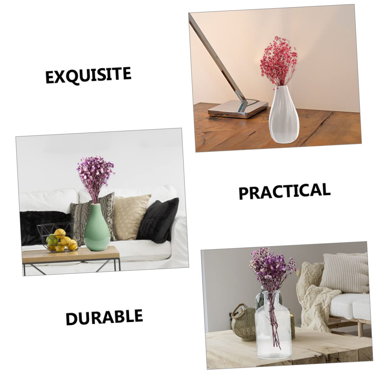 Abaodam 24stücke Teiliges Trockenblumen-Bouquet Aus Schleierkraut Für Hochzeitsdekoration Hohe Blumensträuße Und Tiefrosa Für DIY-Dekoration Und Hausaccessoires