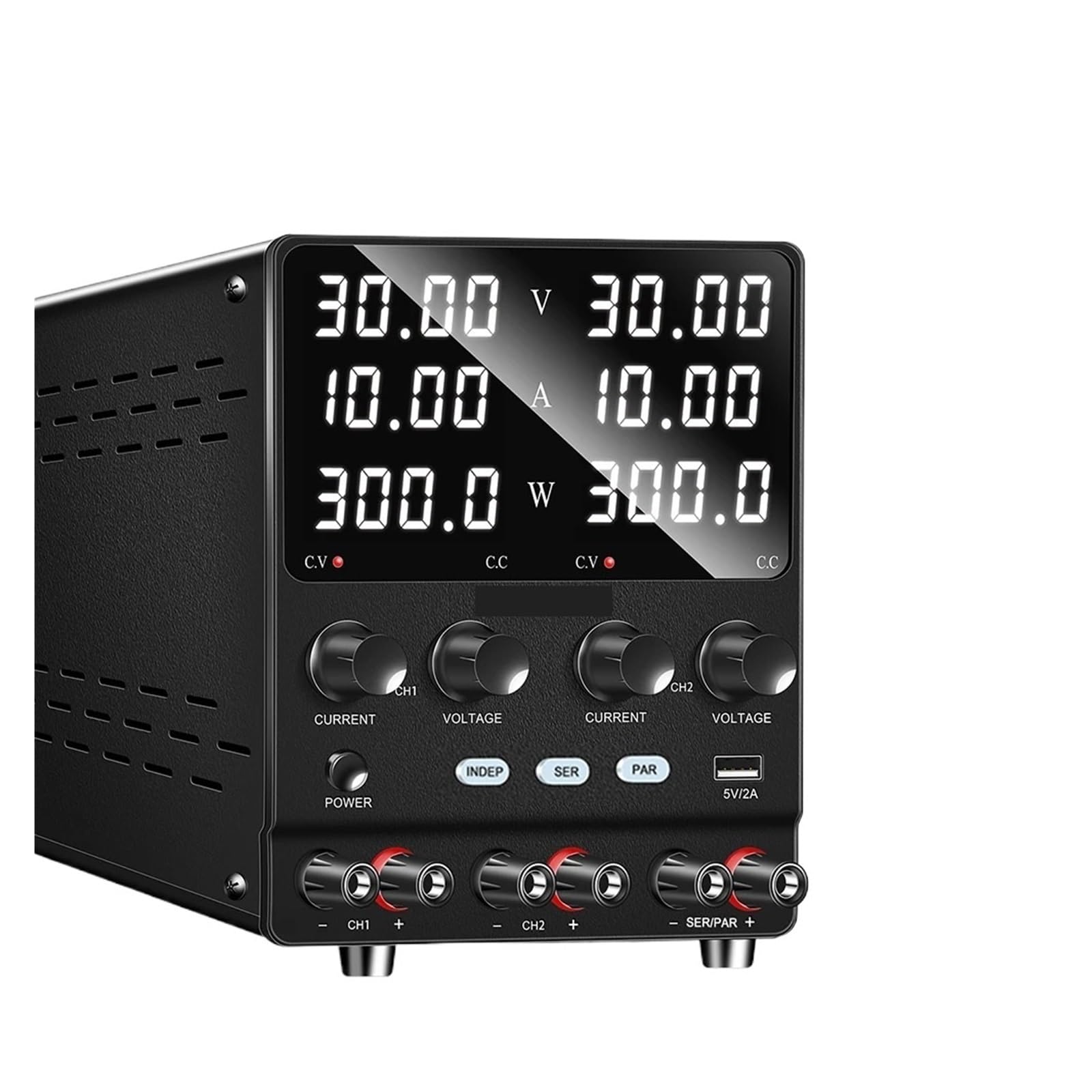TIEOAXFT Adjustable Digit Dual Channel Lab Power Supplies Voltage Regulator Multiple Output 30V 10A 5A 60V Series Parallel(SC232-SPS605-2KD,AC 220-V)