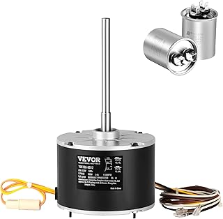 VEVOR OEM Upgraded Condenser Fan Motor, 1/4 HP 1100RPM, Replacement for ac GE Genteq Carrier Bryant Payne Dayton, 5KCP39EGS070S, 5KCP39EGY823S, 3905, HC39GE237, 6DLL0, Reversible Rotating + Capacitor