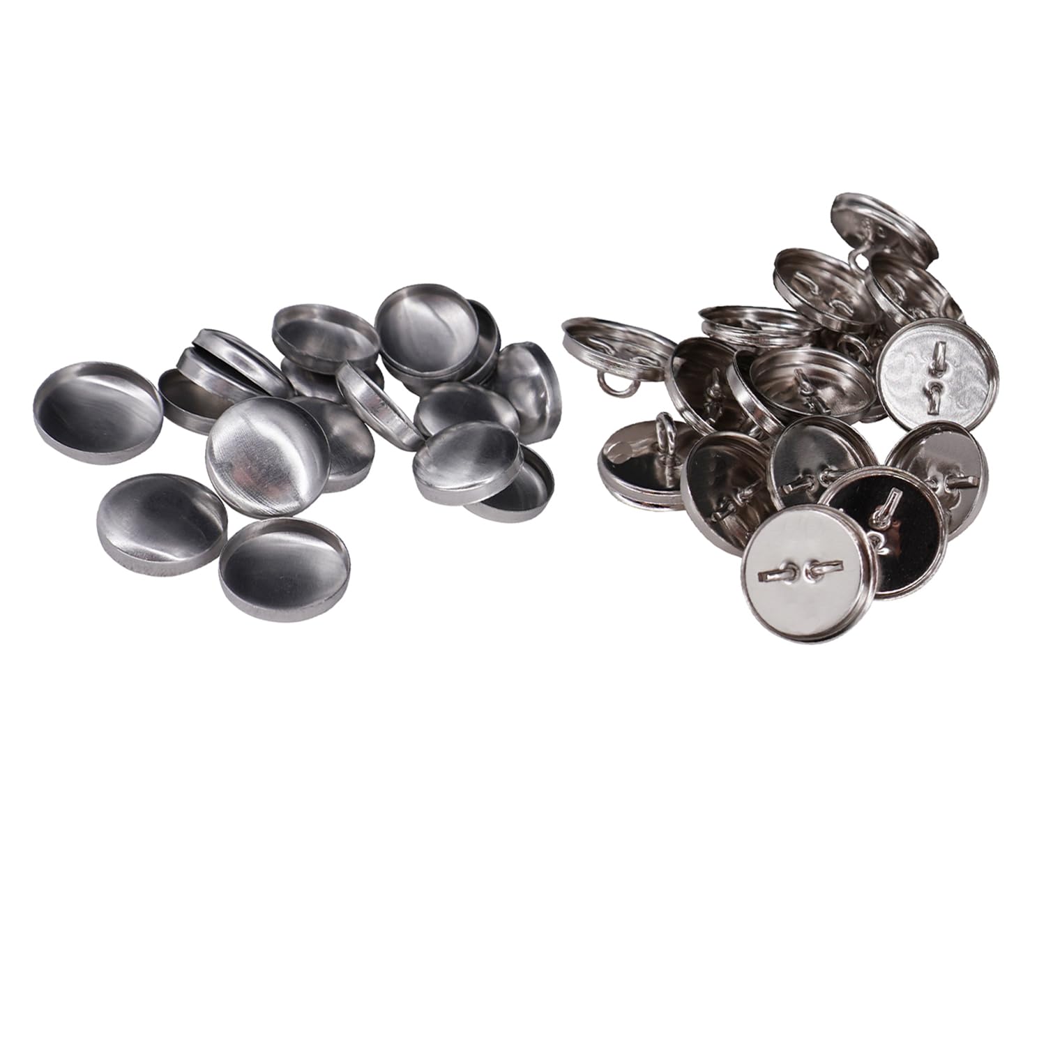 Trimming Shop 24.5mm Button Blanks Pack of 100, Metal Self Cover Buttons for Sewing, Craft & DIY, Round Button Parts for Clothing Repair, Badge Making & Dressmaking