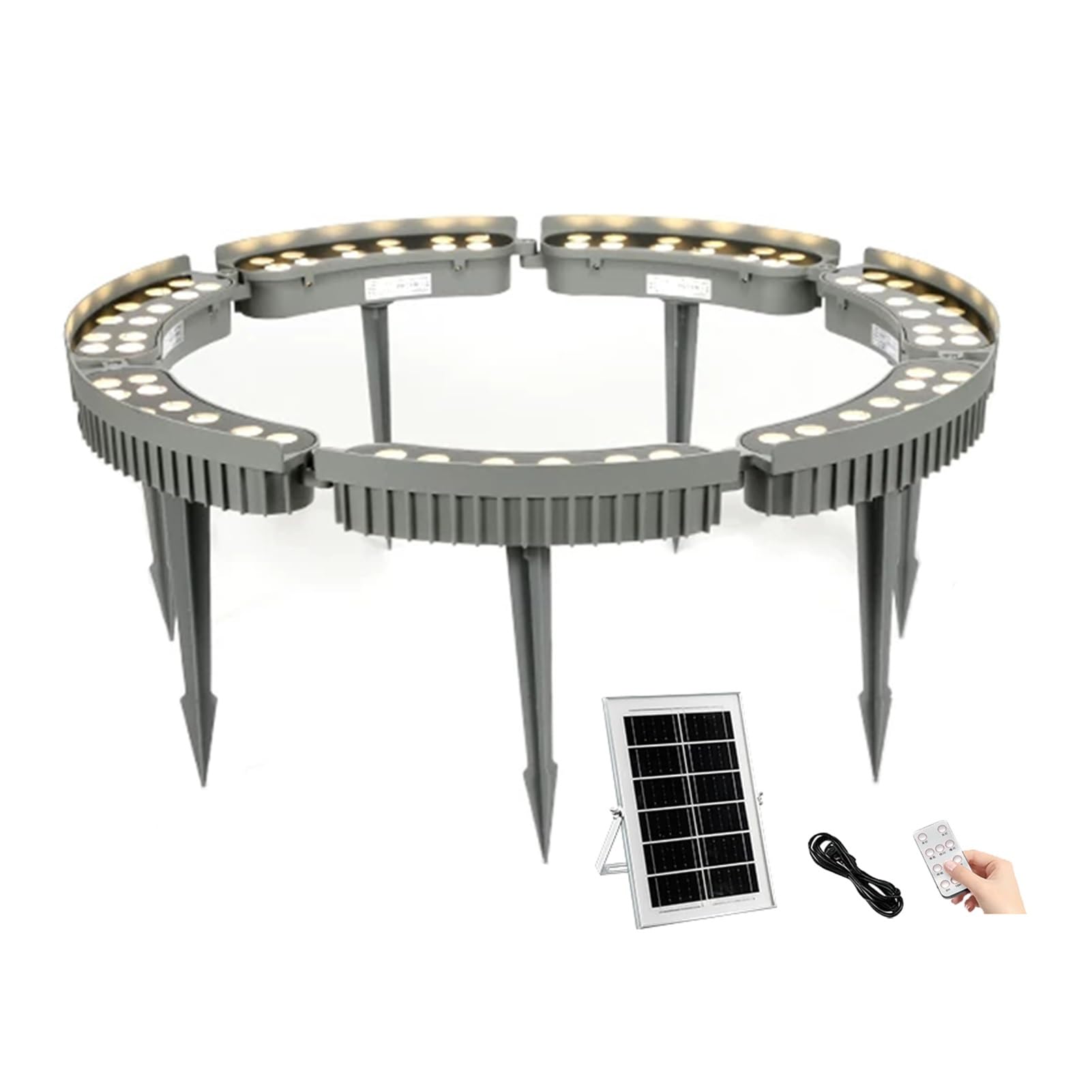 JCWGLY Solar Palm Tree Lights Outdoor Waterproof Landscape Spotlight 48-96W LED Ring Light for Trees, Plants, Gardens, and Yard Lighting(Green Light,7 Lights)