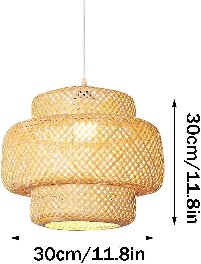 CSSYKV Handgeweven Bamboe Hanglamp Rotan Handgeweven Kroonluchters Van Natuurlijk Materiaal Plafond Hangende Rieten Lamparmatuur E27 Basismand Kroonluchter Handgeweven Bamboe Hanglamp Voor Keukeneiland CSSYK photo 3