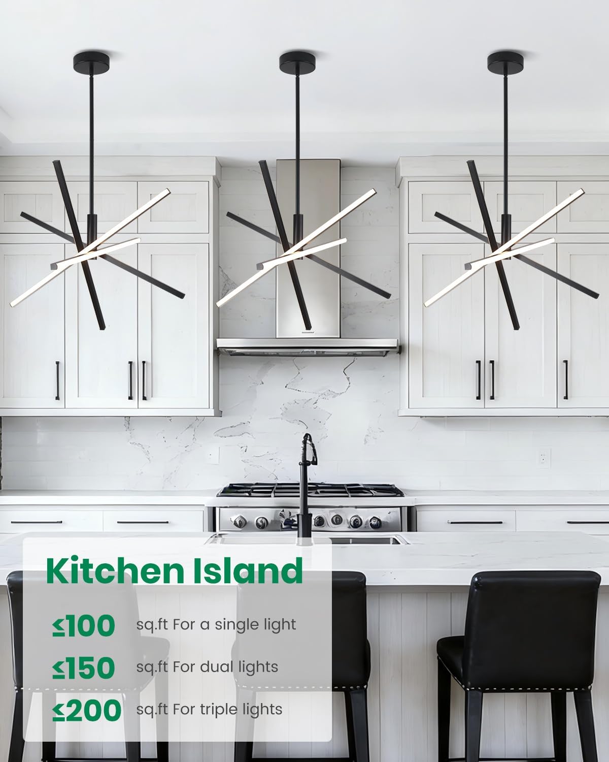 Modern Chandelier Sputnik Ceiling Light Fixture Over Dinning Table, 31" Black Sputnik Chandeliers for Kitchen Island Ceiling, 4-Light Linear Pendant LED Lights for Living Room, Foyer, Bedroom, Office
