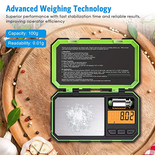 (New Version) Mini Digital Weighing Scale, 100G-0.01G Pocket Scale, Electronic Smart Scale With 50G Calibration Weight, Tare & Auto Off Function (Battery Included) #TOP1