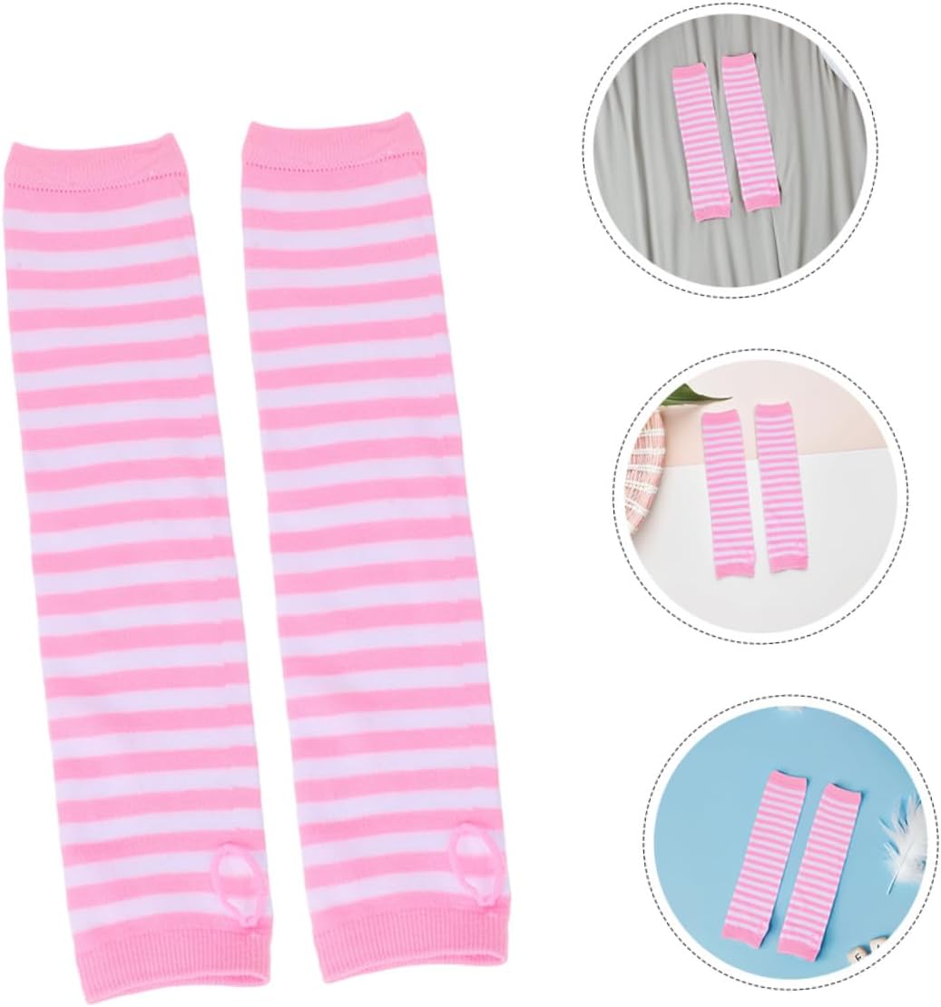 2 Pairs Women’s Long Fingerless Knit Arm Warmers with Thumbhole, High Elasticity Stretchy Sleeve Covers, Warm Winter Accessories for Cold Weather