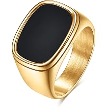 VQYSKO Plated Square Signet Ring | Stainless Steel Band for Men