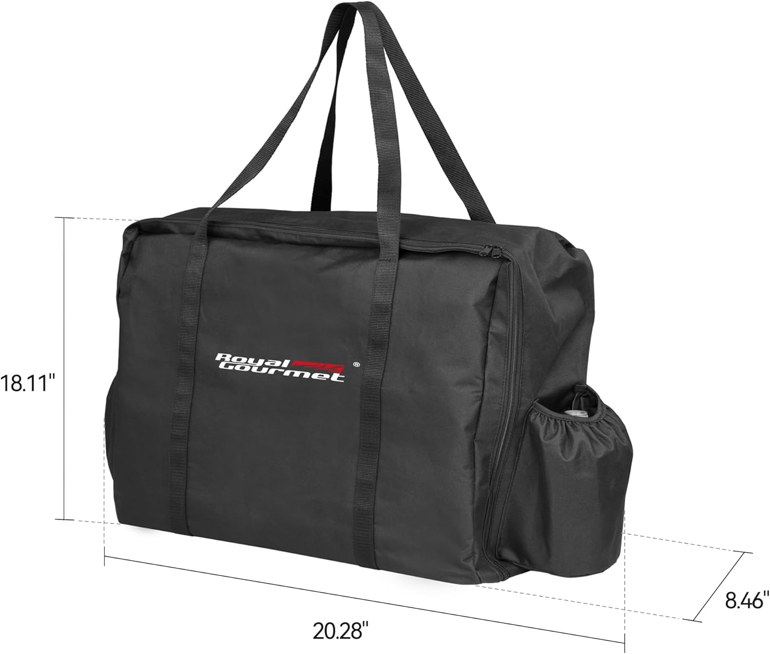 Royal Gourmet CB2101 Portable Grill Carry Bag, 600D Polyester Oxford Fabric Outdoor Tabletop Grill Griddle Carry Bag for Camping and Picnic, 20.28"L x 8.46"W x 18.11"H, Black