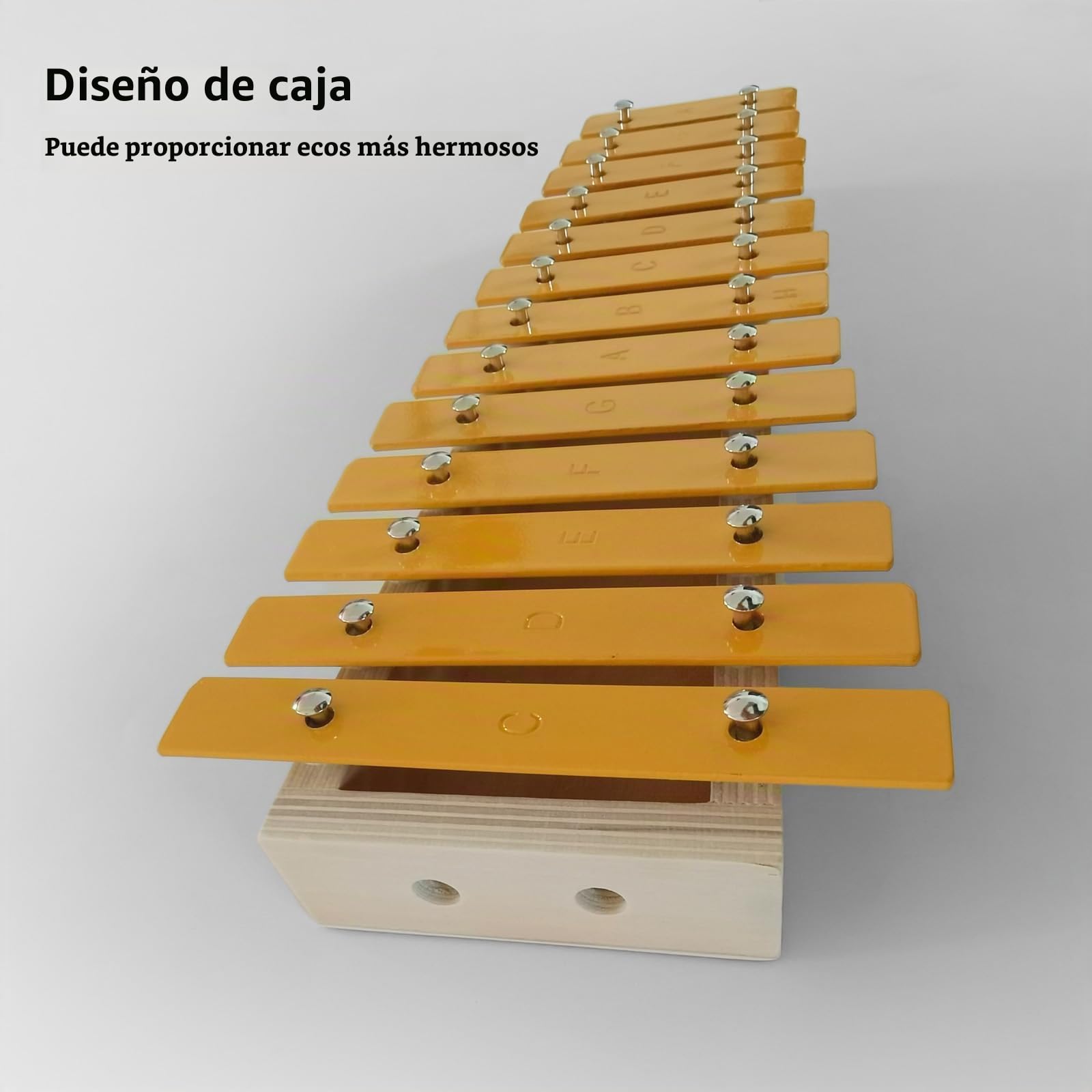 Dilwe Xilófono, Glockenspiel Clásico de Color Madera de 13 Notas con Llaves de Metal y Parte Inferior Antideslizante, 2 Mazos para Estudiantes Principiantes