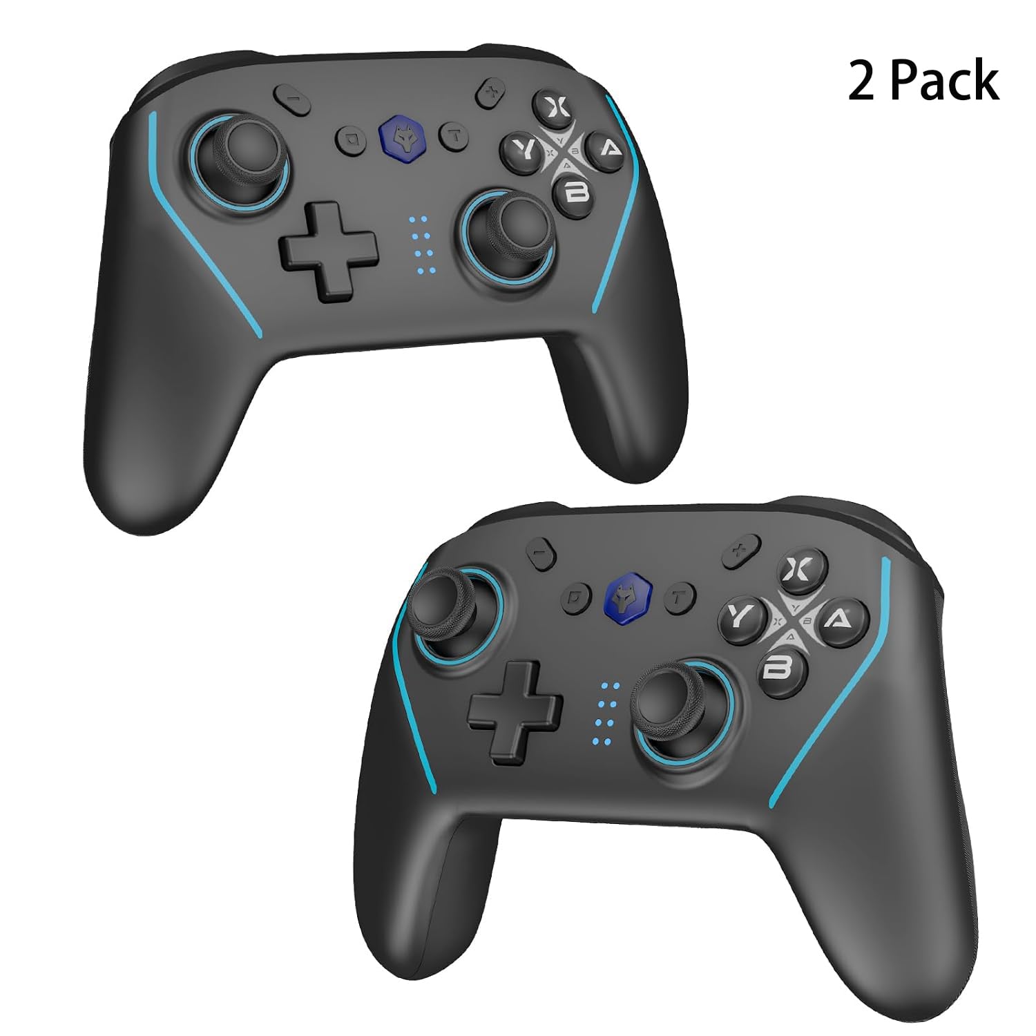 NBCP X6 2 Pack Wireless Bluetooth Pro Controller Compatible with Nintendo Switch Controller For Switch 2 Controller, PC, Android, iOS - 6-Axis Gyro,Dual 4-Level Vibration, Anti-Drift Joysticks, Turbo, 2 Programmable Buttons, Wake-Up,Screenshot