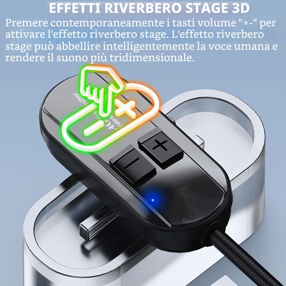 VOVIGGOL Microfono Archetto Wireless，2.4G Microfono Ad Archetto Senza Fili con Portata di 50M, Archetto e Palmare 2-in-1, per Amplificatore Vocale, Guida Turistica, Insegnamento, Promozione