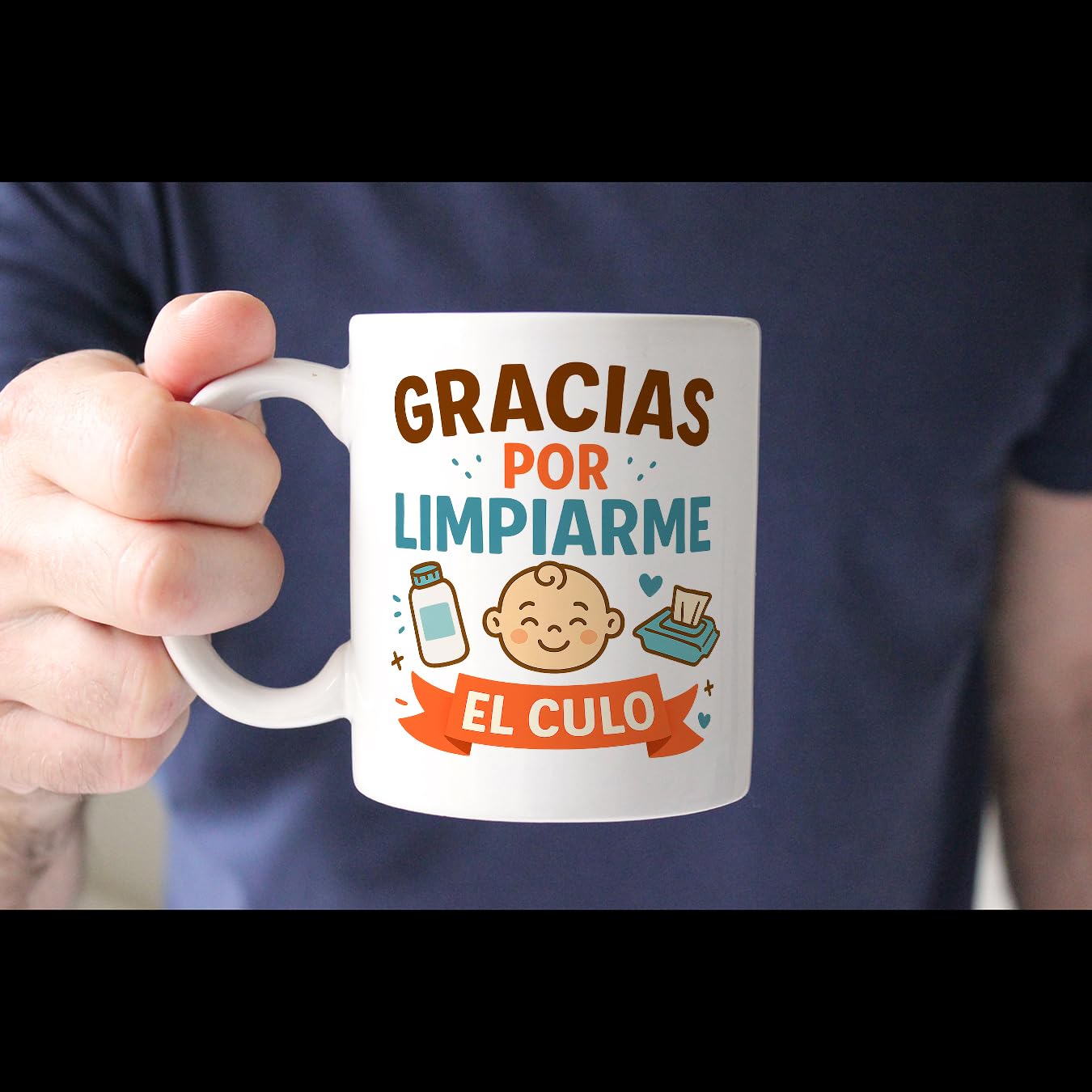 MUGFFINS taza mamá y papá graciosa con frase Gracias por limpiarme en Español | regalo madre y padre divertido | regalo cumpleaños madre y padre | 330 Ml 11 oz | Papá y mamá v1.2MA — view 3