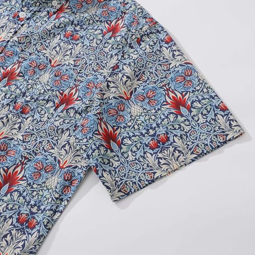 Men's Hawaiian Shirt 100 Cotton Snakehead Print Morris Designer Short-Sleeve Aloha Summer Beach Shirts with Pocket4