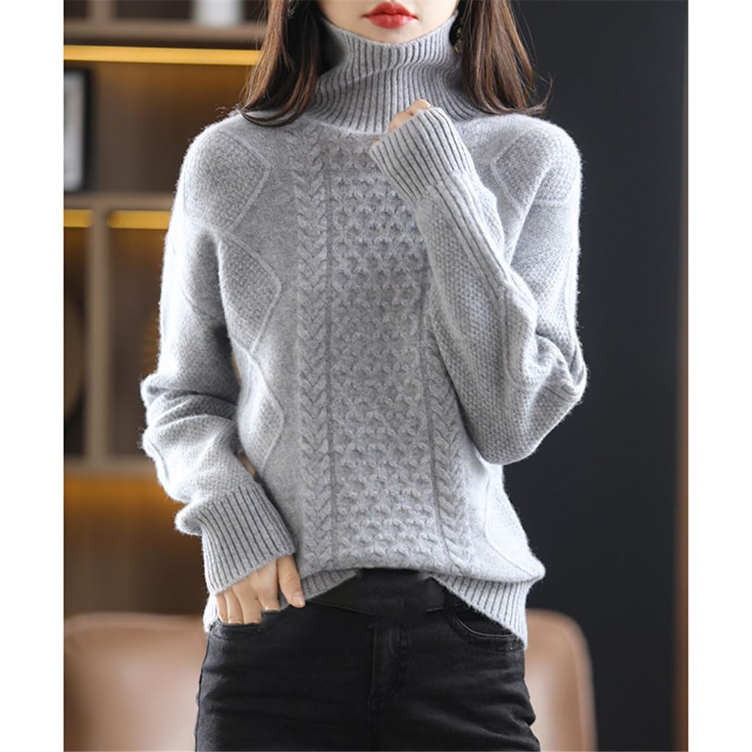 Suéter De Punto para Mujer, Jersey De Manga Larga con Cuello Alto, Suéter De Lana