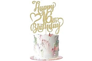 Gold Glitter Happy Sweet 16th Birthday Cake Topper - 16 Anniversary/Birthday