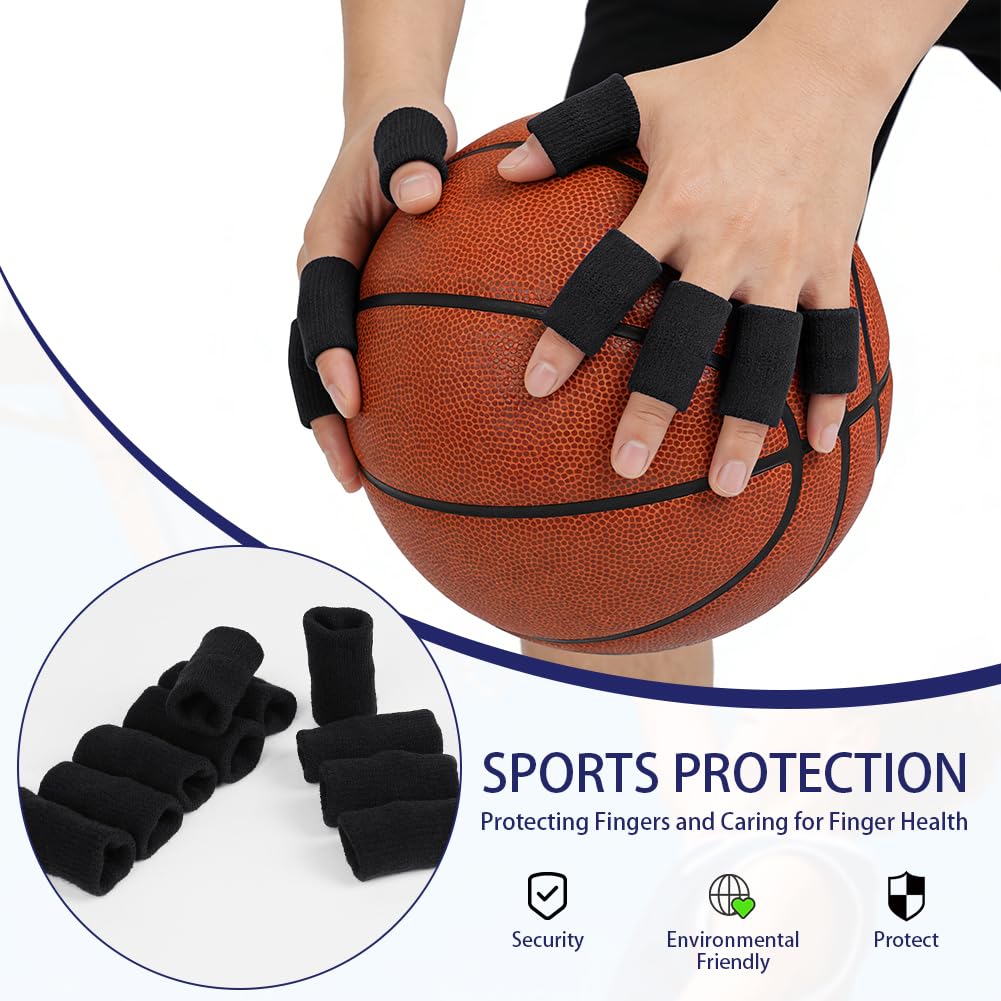AYBUY Protector de Dedos Mano, 10 Piezas Soporte Protector de Dedos Elástico, Fundas de Compresión, Deportivos Protectores de Dedos, Fundas de Dedos para alivio lesiones deportivas, Negro — view 6