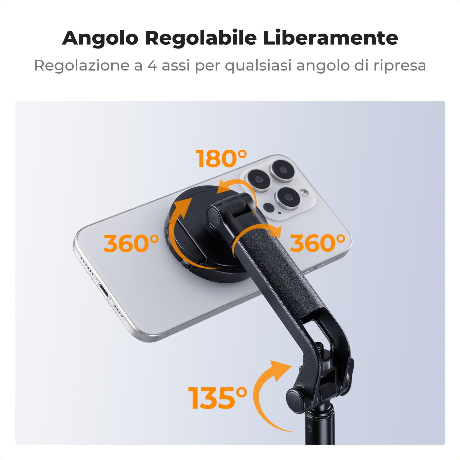 K&F CONCEPT TF08 72" Treppiede iPhone, Adatto per DJI OSMO POCKET 4&3, 3-in-1 Selfie Stick Magnetico+Clip con Telecomando, Rotazione 360°, Compatibile iPhone 17-12/Android, Vite 1/4", Insta360 X5/X4