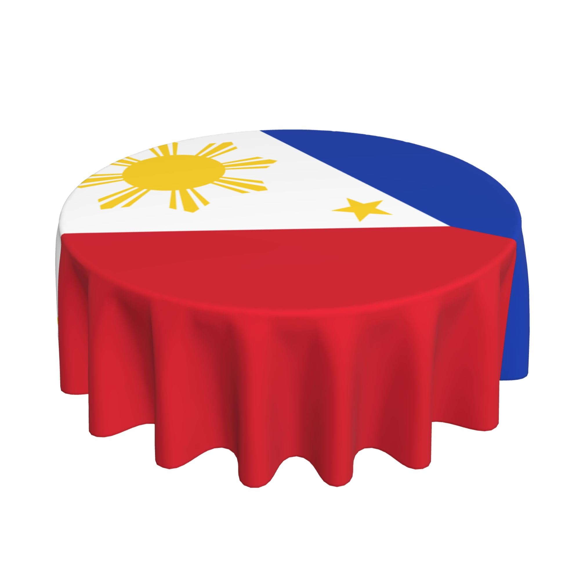 HLBSDM Flag of The Philippines 60" Restaurant Circle Decor Tablecloth Festive Table Cover Round Art Desk Cloth
