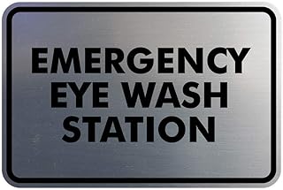 Signs ByLITA Classic Emergency Eye Wash Station Sign (Brushed Silver) - Small