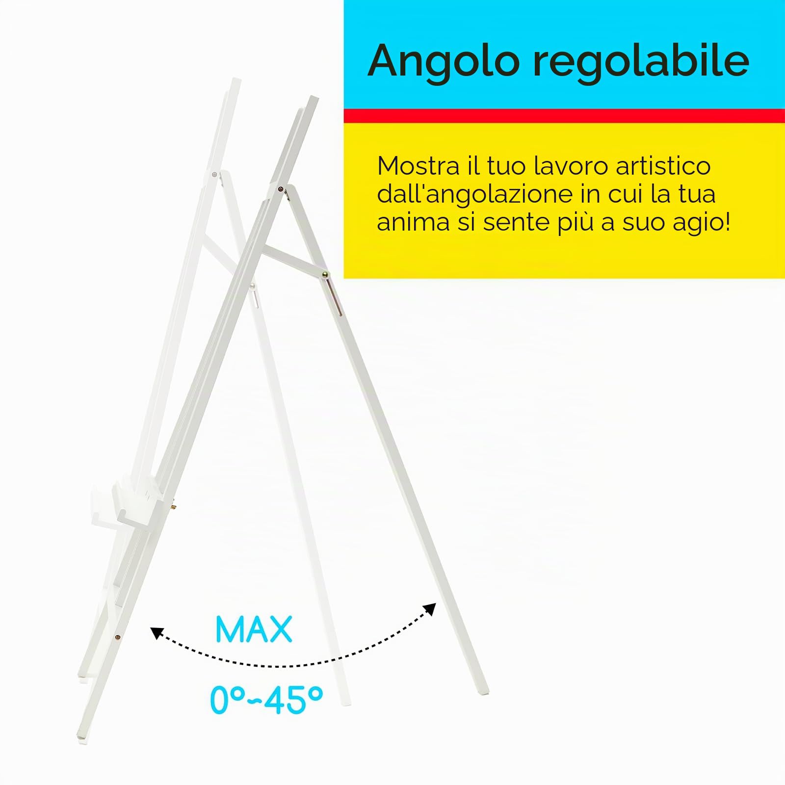 MEEDEN Cavalletto Artistico per Esposizione: Supporto Regolabile in Legno per cartelli, Cornice per Pittura su Tela Fino a 152,4 cm, per artisti e Adulti, per disegnare e Poster – Bianco