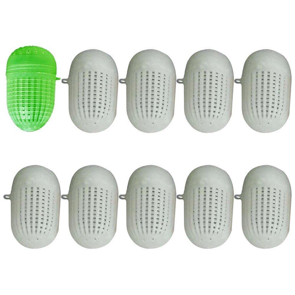 Hrippy 10pcs Plastic Fishing Feeder Holder Bait Fishing Bait Trap Cage Basket Attract Fish Shrimp Earthworm Tackle Carp Tool