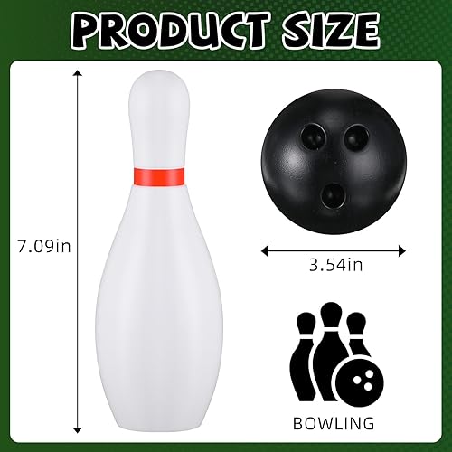 Miniatura 5 de Juego de 2 bolos portátiles de 7.1 pulgadas, cada juego de 10 pines de bolos para interiores y exteriores y 2 bolas de boliche de plástico para