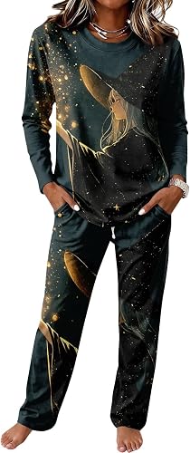 Vividcrate Halloween Pajama Sets Women Cute Ghost Womens Pajamas Sets 2 Piece, F