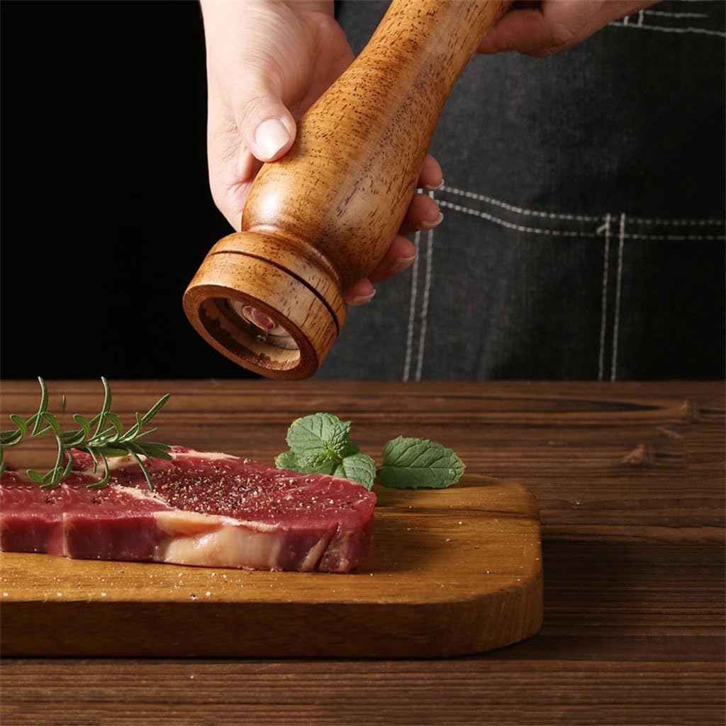 8-inch Oak Pepper Grinder Household Grinding Bottle Black Pepper Sea Salt Grinder Seasoning Bottle Set