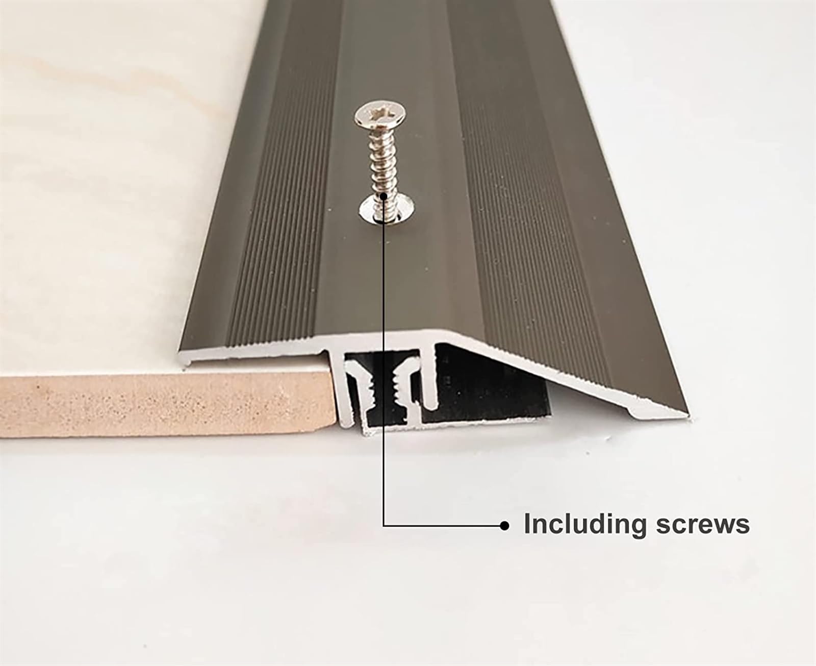 Profilo di Transizione, Striscia di Soglia, Striscia di rifinitura for bordi personalizzabile, for pavimenti in laminato del bagno, include base e raccordo di installazione(Gold)