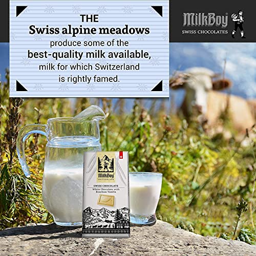 Milkboy Swiss White Chocolate Bars - Gourmet Bourbon Vanilla Chocolate Bars - Made With Pure Natural Vanilla - White Premium Chocolate Bar - Gluten Free - Non-Gmo - Kosher - 3.5Oz 5 Packs #TOP5
