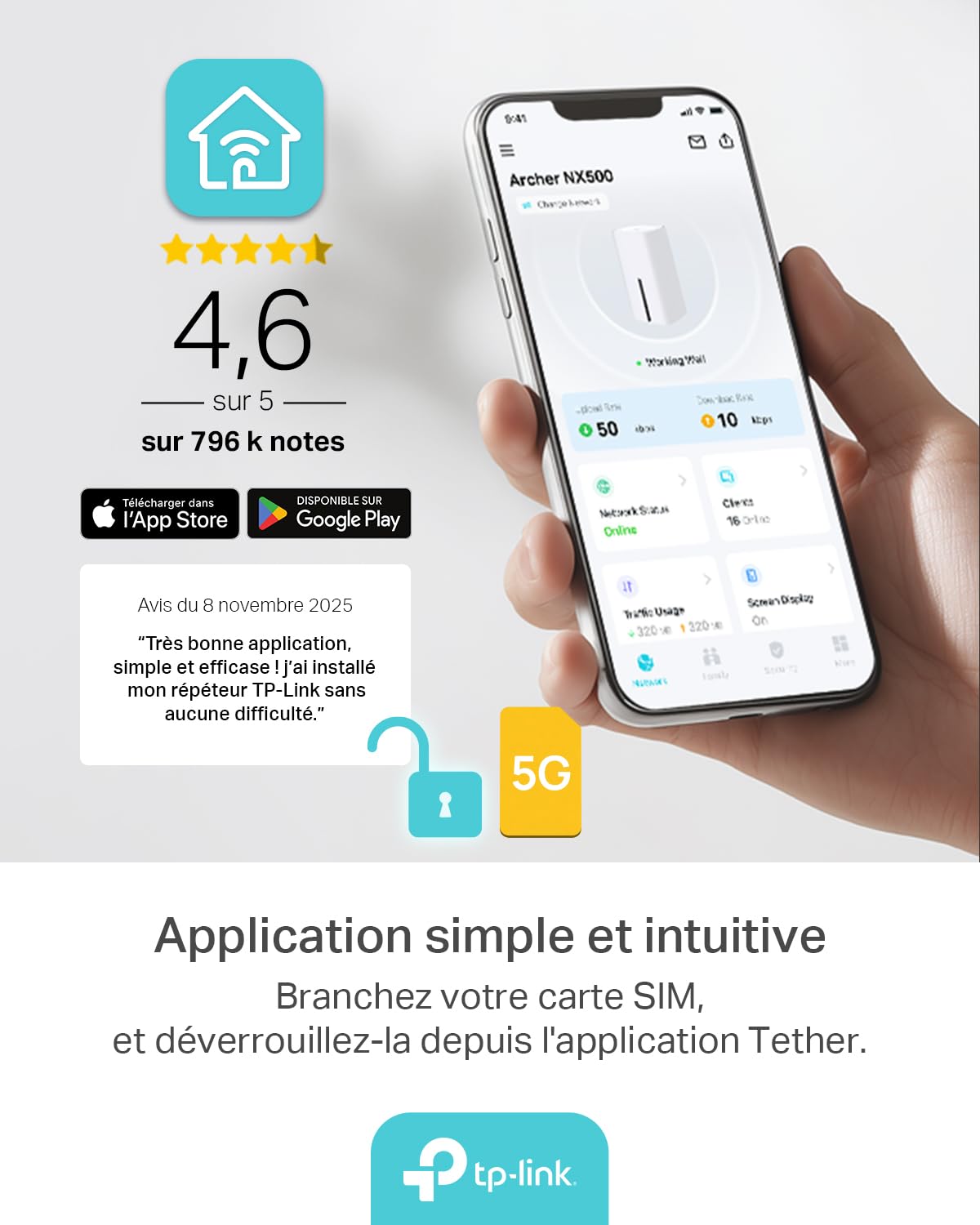 TP-Link Archer NX500 Routeur 5G Wi-Fi 6 AX3000Mbps Bi-Bande Gigabit EasyMesh