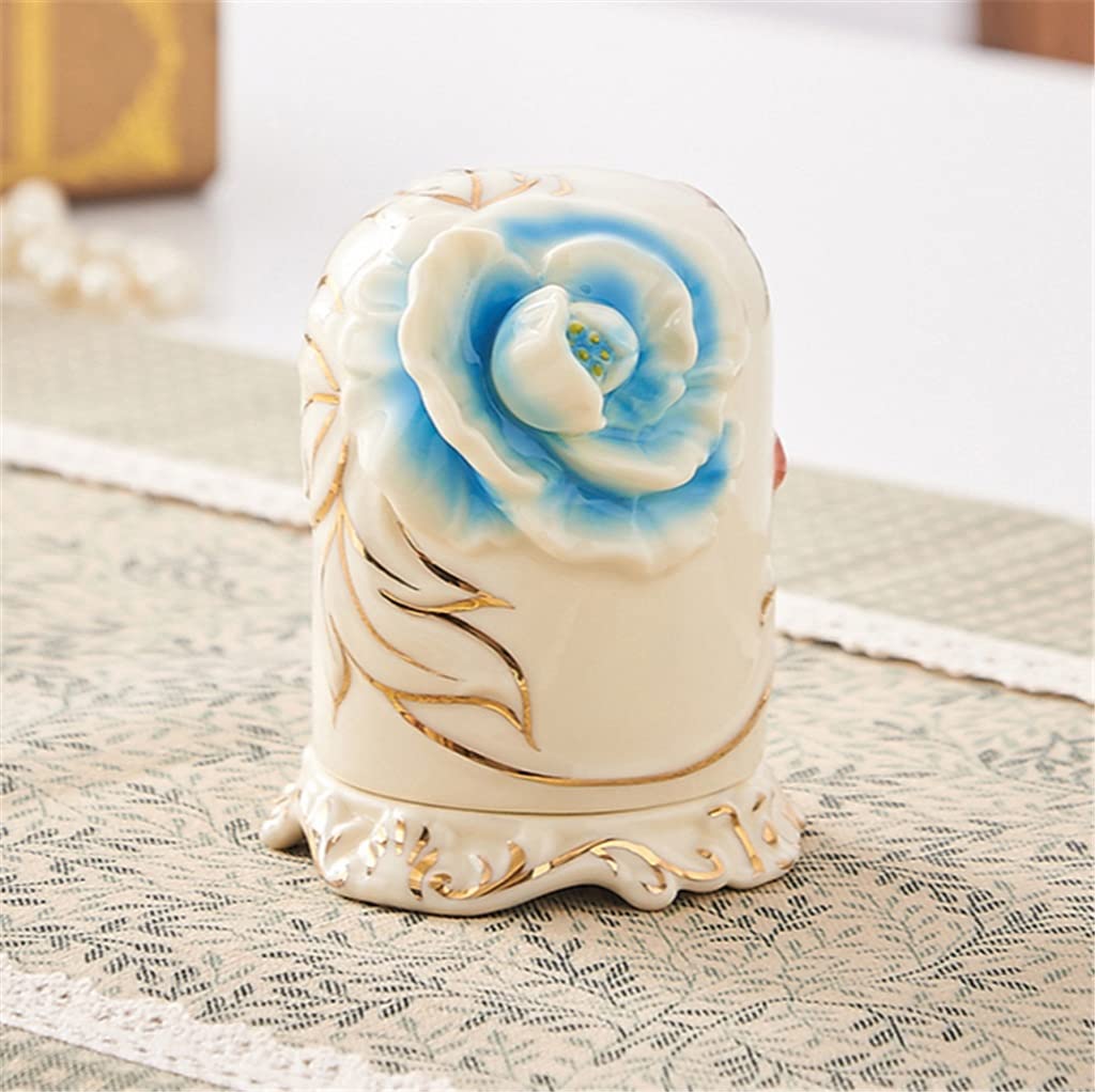 AYCDL Ceramic tracing gold European-style household flower toothpick holder storage box living room toothpick jar Toothpicks,E