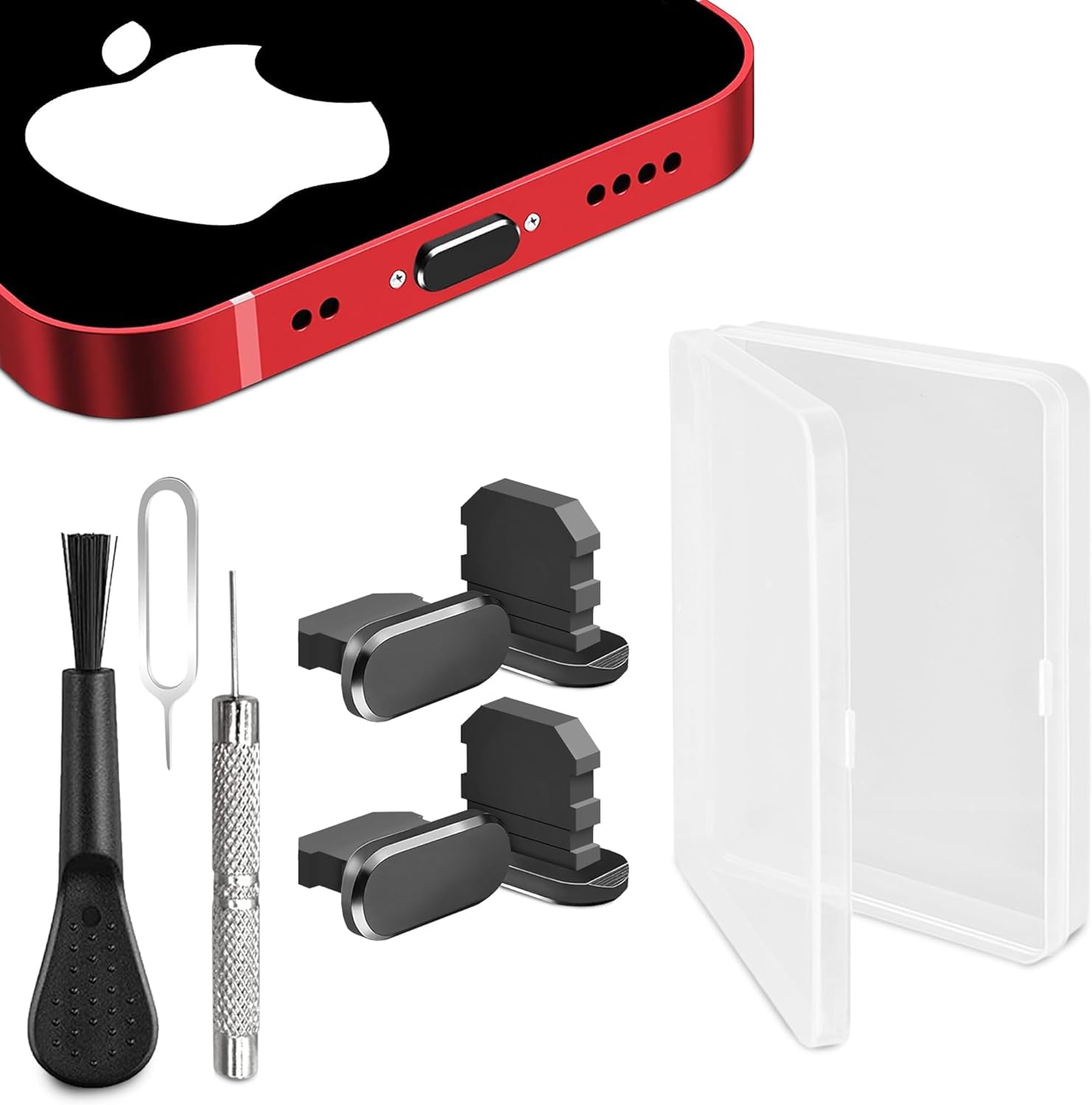 Empire 9 Pcs iPhone Dust Plug - Premium Anti Dust Plug iPhone Set with Ports Cleaner, Dust Plug - Essential Sim Card Removal Tool Accessories for iPhone & Android Devices with Sim Card Tool