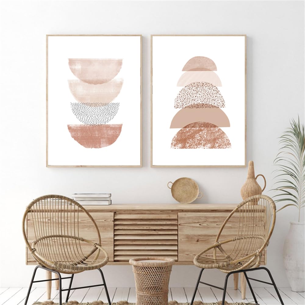 Wuhbcz Multicolored Art Decor,Abstract Geometric Wall Art Print Neutral Boho Wall Art Poster Painting Canvas Pictures For Living Bedroom Kitchen Office Room Decor-40 * 50Cm*2Pcs (No Frame)