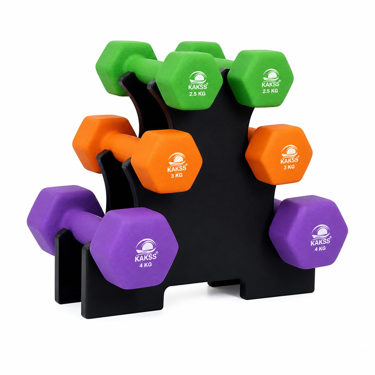 Kakss 6kg Neoprene Dumbbell Set with Stand -22