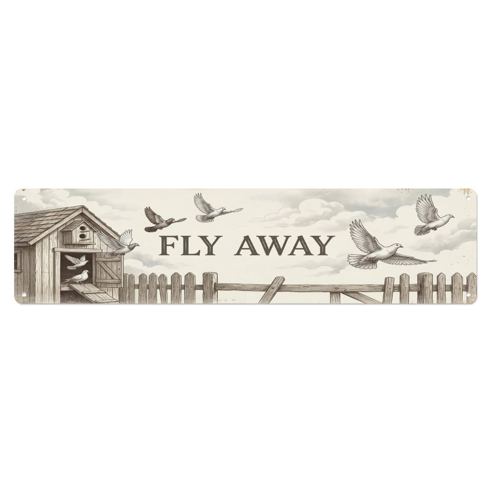 Vintage Coop Fly Bird Farmhouse Funny Bird Backyard Farm Metal Tin Sign Plaque Wall Decor for Cafe, Club, Garden Metal Poster 4x16Inch
